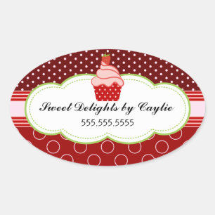 Strawberry Cupcake Bakery Cake Box Seals