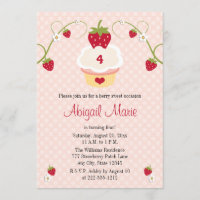 Strawberry Cupcake Birthday Invitation Any Age