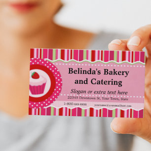 Strawberry Cupcake Catering Business Card