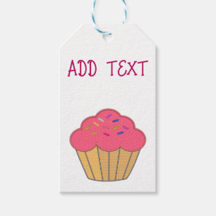 Strawberry Cupcake Embroidery Print Gift Tags