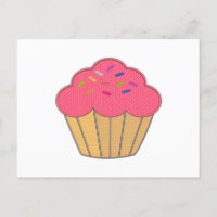 Strawberry Cupcake Faux Embroidery Print