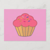 Strawberry Cupcake Faux Embroidery Print