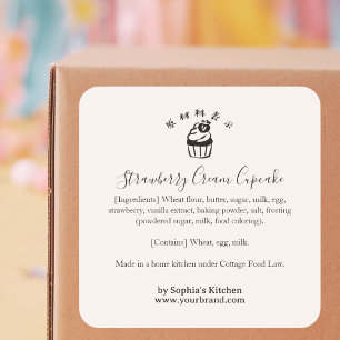 Strawberry Cupcake Ingredient Label Minimalist