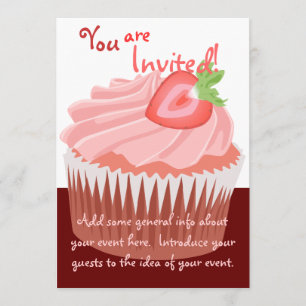 Strawberry Cupcake Invitation