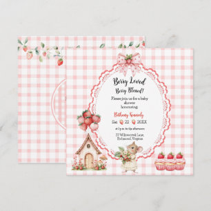 Strawberry Cupcake Mouse Baby Shower Invitation