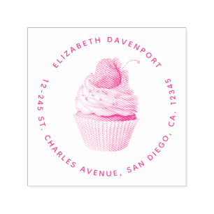 Strawberry Cupcake Sweet Dessert Address Self-inking Stamp