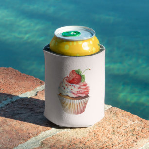 Strawberry Cupcake Sweet Dessert Can Cooler