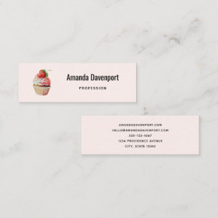 Strawberry Cupcake Sweet Dessert Mini Business Card