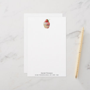 Strawberry Cupcake Sweet Dessert Stationery