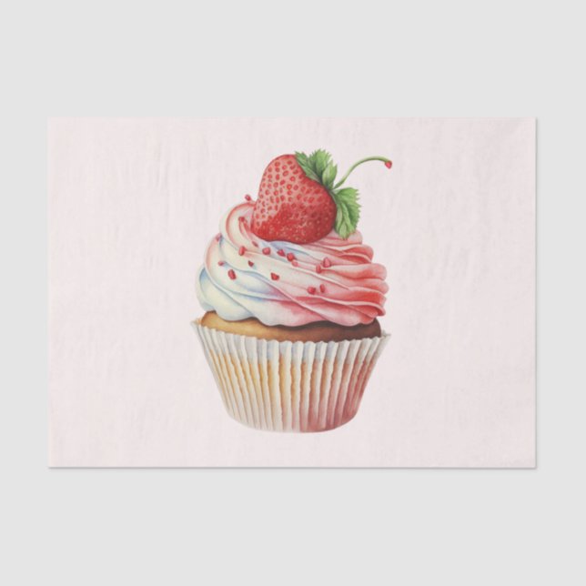 Strawberry Cupcake Sweet Dessert Tissue Paper (Front)