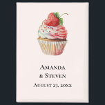 Strawberry Cupcake Sweet Wedding Save the Date Magnet<br><div class="desc">Wedding save the date magnet with a yummy illustration featuring a delicious looking cupcake. White cream and a big strawberry adorn this yummy sweet treat.</div>