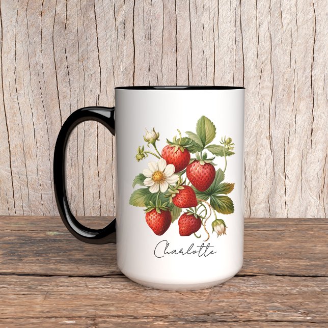 Strawberry custom name mug, Mothers day, Birthday Mug (strawberry mug, custom name mug, custom gift mug, strawberry gift for her, mothers day gift, mom)