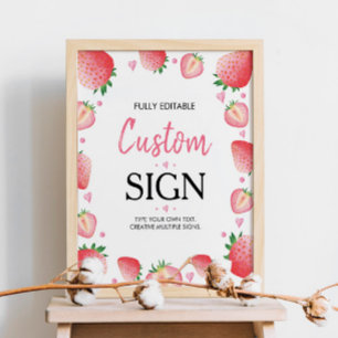 Strawberry Custom Table Sign Berry Sweet