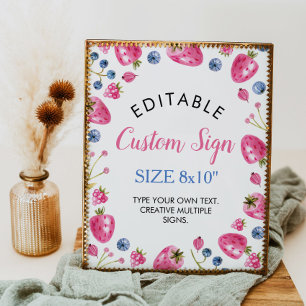 Strawberry Custom Table Sign Berry Sweet