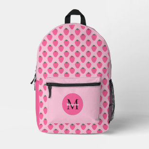 Strawberry customised pink girls  printed backpack