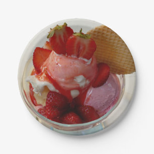 Strawberry Cute Fruit Ice-cream Sweet Dessert Paper Plate