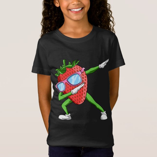 Strawberry Dabbing Fruit Lover Fruitarian Strawber T-Shirt (Front)