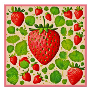 Strawberry Dadaist Artwork Poster
