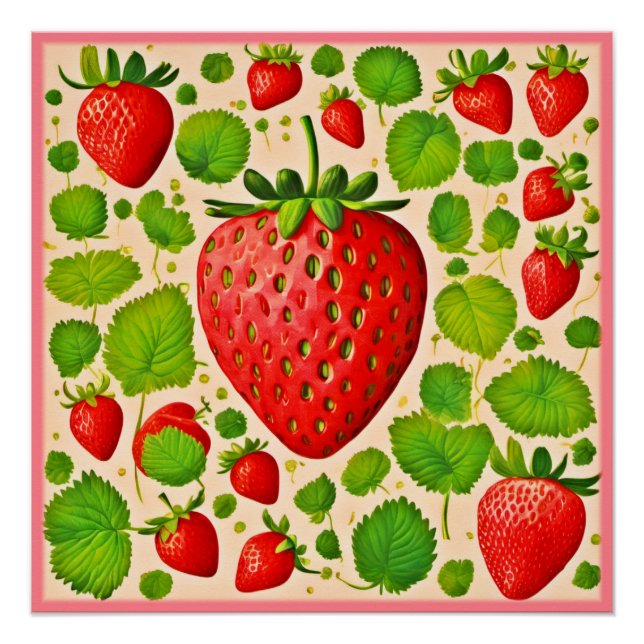 Strawberry Dadaist Artwork Poster (Front)