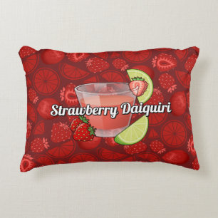 Strawberry Daiquiri Cocktail Decorative Cushion