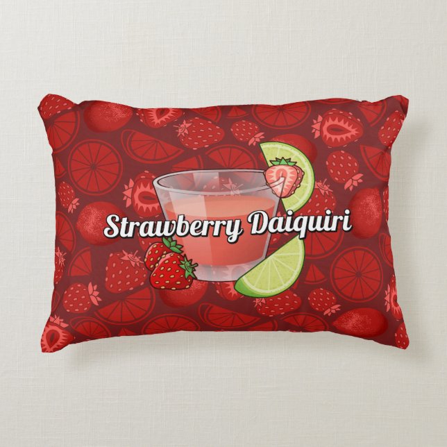 Strawberry Daiquiri Cocktail Decorative Cushion (Front)