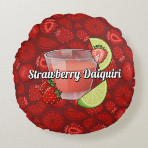 Strawberry Daiquiri Cocktail Round Cushion