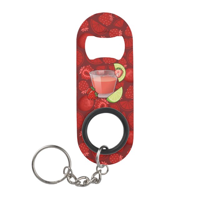 Strawberry Daiquiri Keychain Bottle Opener (Front)