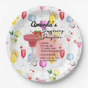 Strawberry Daiquiri Recipe Personalised Paper Plate