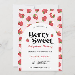 Strawberry Daisies Pink Berry Sweet Shower Invitation