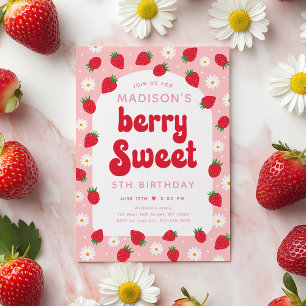 Strawberry Daisy Berry Sweet Birthday Invitation