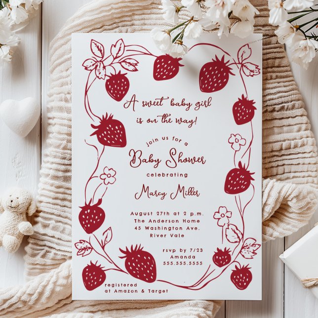 Strawberry Delight Baby Shower Invitation (Creator Uploaded)