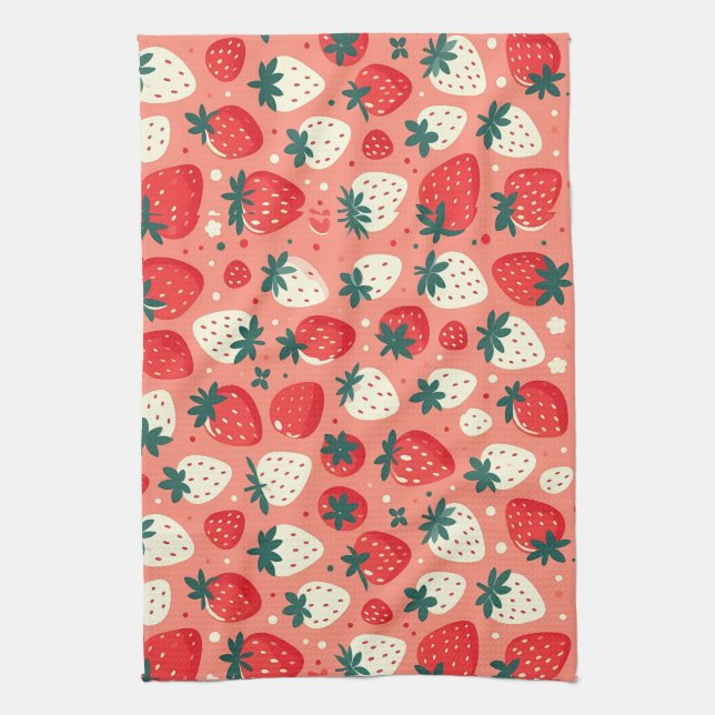 Strawberry Delight Pattern Tea Towel (Vertical)