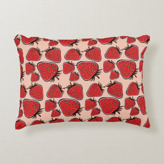 Strawberry Delight: Vintage Pattern Charm. Decorative Cushion