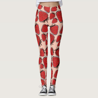 Strawberry Delight: Vintage Pattern Charm. Leggings
