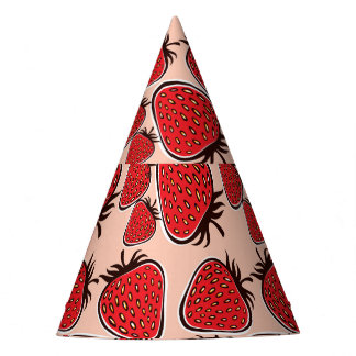 Strawberry Delight: Vintage Pattern Charm. Party Hat