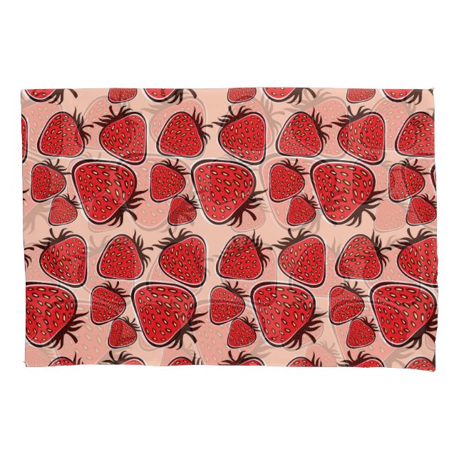 Strawberry Delight: Vintage Pattern Charm. Pillowcase (Front)