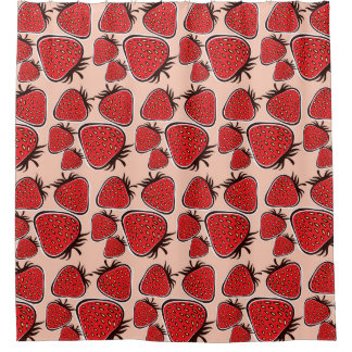 Strawberry Delight: Vintage Pattern Charm. Shower Curtain