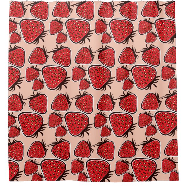Strawberry Delight: Vintage Pattern Charm. Shower Curtain (Front)