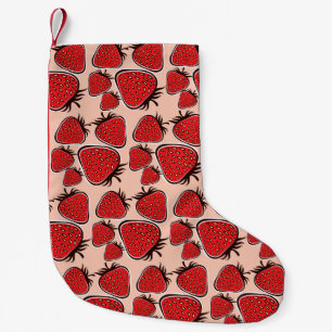 Strawberry Delight: Vintage Pattern Charm. Small Christmas Stocking