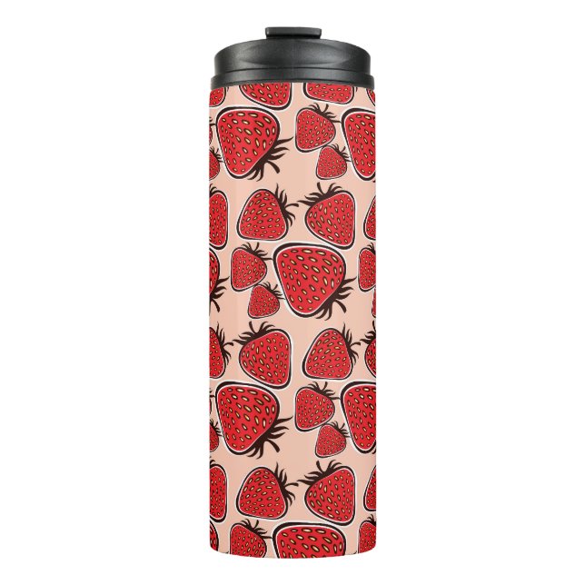 Strawberry Delight: Vintage Pattern Charm. Thermal Tumbler (Front)