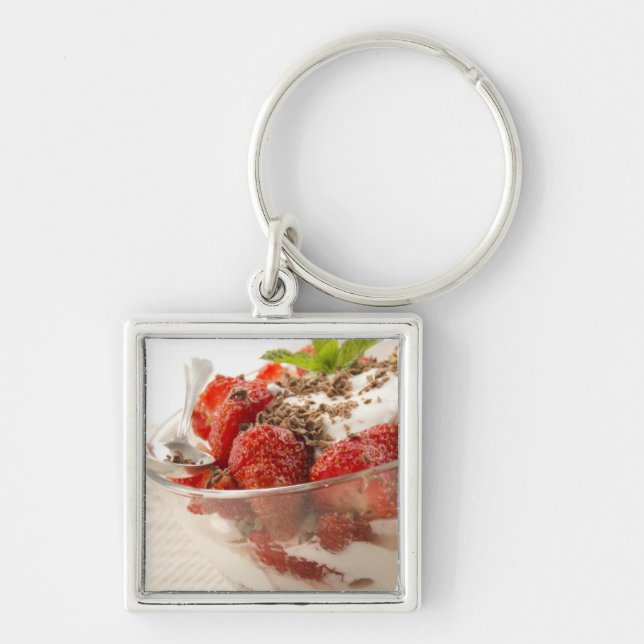 Strawberry Dessert With Fresh Yogurt Key Ring (Front)