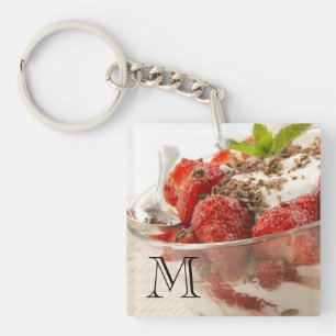 Strawberry Dessert With Fresh Yogurt Key Ring