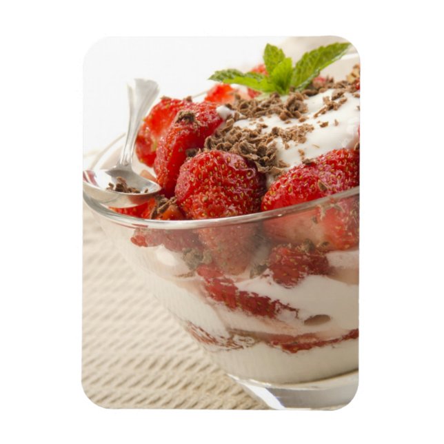 Strawberry Dessert With Fresh Yogurt Magnet (Vertical)