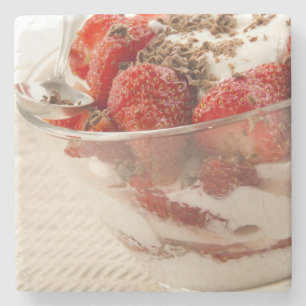 Strawberry Dessert With Fresh Yogurt Stone Coaster