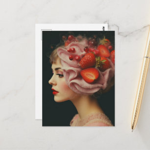 Strawberry Dessert Woman Collage Postcard