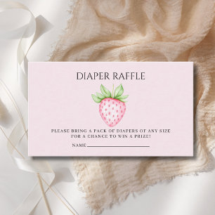 Strawberry Diaper Raffle Pink Girl Baby Shower  Enclosure Card