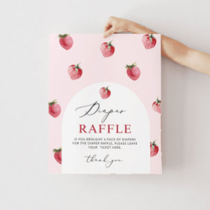 Strawberry diaper raffle sign. Berry diaper raffle Poster
