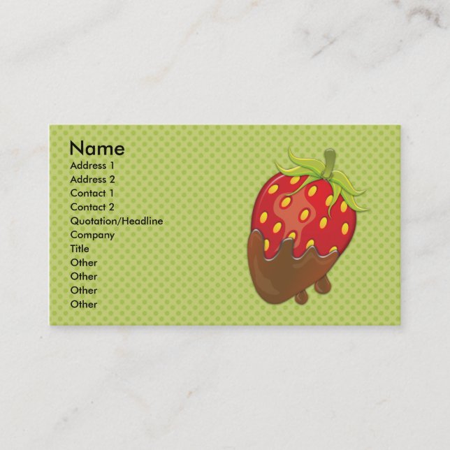 Strawberry dipped in chocolate business card (Front)