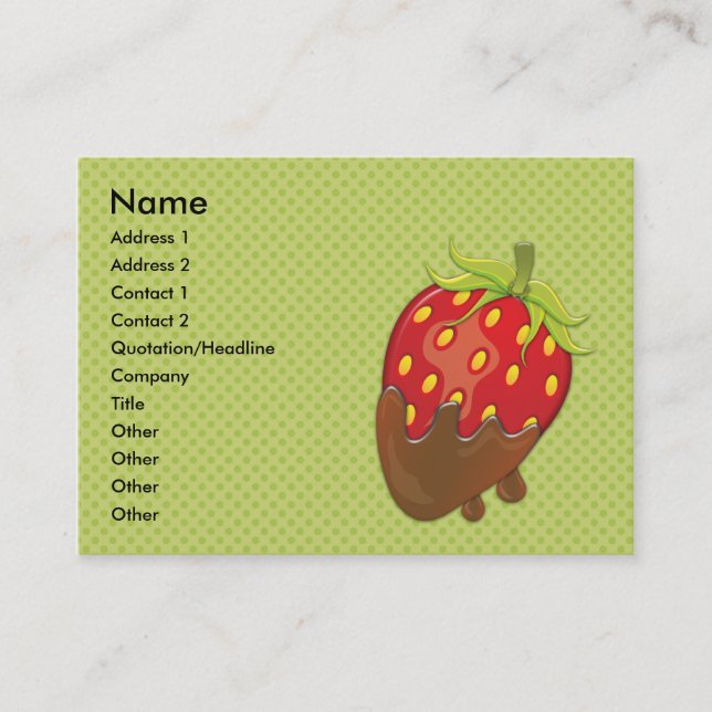 Strawberry dipped in chocolate business card (Front)