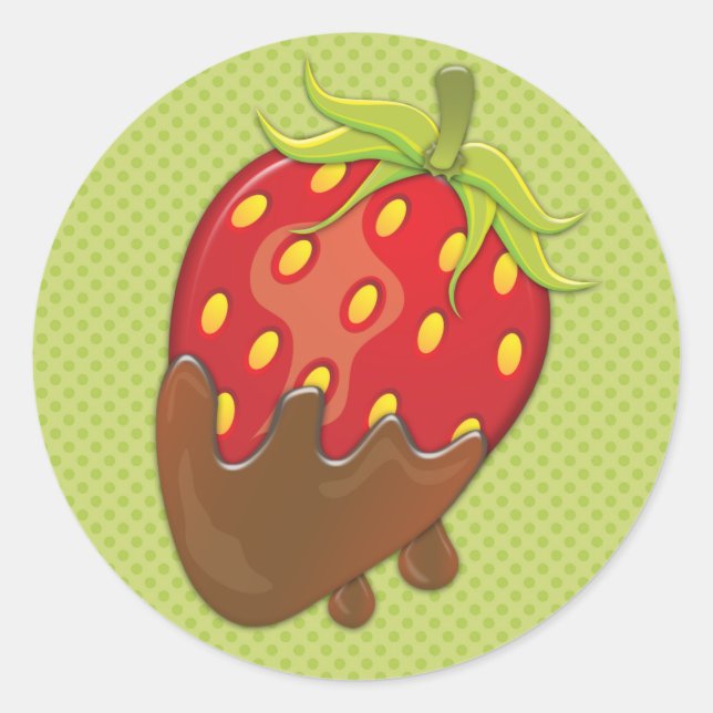 Strawberry dipped in chocolate classic round sticker (Front)